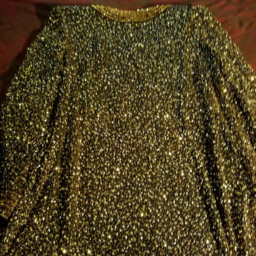 NITELINE Della Roufogali Silk Gold Sequin Jacket S - Picture 7 of 8